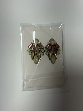 Yellow and Pink Crystal Statement Earrings